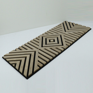 Panneaux muraux acoustiques à lamelles de placage à 3 côtés écologiques de qualité supérieure Panneaux MDF durables imperméables Panneaux muraux cannelés intérieurs - Product Image 2