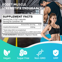 Capsules de créatine monohydrate OEM/ODM, complément de créatine, soutient la force musculaire et l'endurance pendant l'entraînement pour les hommes et les femmes