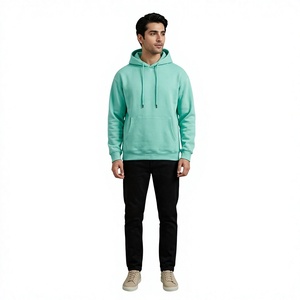 Pull-over basique uni avec impression personnalisée et logo brodé, sweats à capuche 100% coton unisexes - Product Image 1