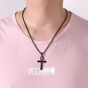 Collar con Colgante de Cruz y Lazo de Acero Inoxidable, Estilo Hip Hop Punk, Regalo de Moda para Halloween y Navidad para Hombres - Product Image 5