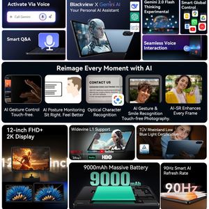 Blackview Mega 2 WIFI Version <b>Tablet</b> <b>PC</b> 12 Inch 12+256GB 9000mAh 90hz 2K Display Android 15 Pad - Product Image 5
