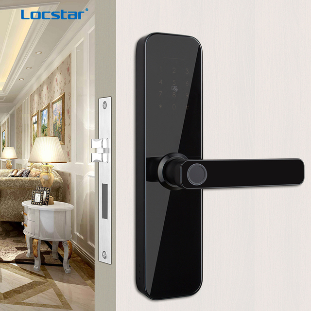 Locstar Intelligent Electronic Biometric Lock Fingerprint Door Handle Digital Keyless Lock Waterproof Smart Door Lock