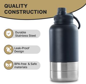 Yürüyüşler, Geziler veya Seyahatler İçin Özel 3'ü 1 Arada Taşınabilir Paslanmaz Çelik Köpek Su Kabı Dağıtıcısı, Köpek Malzemeleri, Seyahat Köpek Su Şişesi - Product Image 5