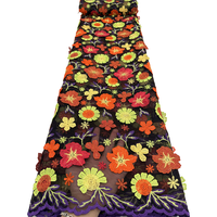 NI.AI Tissu en dentelle double filet 3D de luxe avec appliques, collection de tissus brodés 2026, dentelle de haute qualité pour robe de mariée