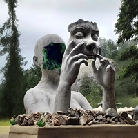 Escultura de Retrato Artístico Personalizable de Fibra de Vidrio, Minimalista, de Fácil Mantenimiento, para Decoración de Jardín Exterior