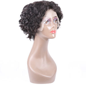 Pelucas trenzadas <span class=keywords><strong>con</strong></span> forma <span class=keywords><strong>de</strong></span> J, pelo corto Remy suizo <span class=keywords><strong>de</strong></span> 6 pulgadas, 100% <span class=keywords><strong>de</strong></span> <span class=keywords><strong>cabello</strong></span> humano brasileño sin procesar, rizado, corte Pixie <span class=keywords><strong>con</strong></span> encaje en forma <span class=keywords><strong>de</strong></span> T - Product Image 2