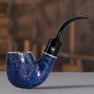 MUXIANG Briar Wood Pipe Crocodile Skin Pattern Bent Shape Tobacco Smoking Pipe Gift - Product Image 4