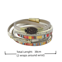 Bracelet intelligent en cuir RFID avec boucle magnétique chic en coquille de noix de coco NFC OEM – Cadeau de vacances