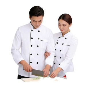 Chef Uniform Cotton Workwear Short Sleeve Black Trim Restaurant Catering Hotel <b>Kitchen</b> Use - Product Image 5