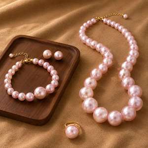 4-Piece Bridal Pearl Jewelry Set Faux Pearl Necklace Bracelet Earrings Ring <b>Suite</b> Elegant Mother of the Bride Gift Nickel Free - Product Image 6