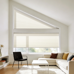 Persianas Celulares Triangulares Motorizadas Inteligentes ZSTARR, Persianas <span class=keywords><strong>de</strong></span> Panal Trapezoidales Derechas para Ventanas Especiales con un Distintivo Ángulo <span class=keywords><strong>de</strong></span> 90 °   Ángulo. - Product Image 1