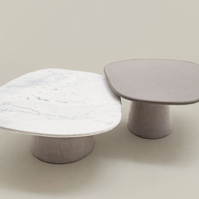 Modern Bedside Round Marble Coffee Marble Plinth Coffee Table Furniture for Living Room