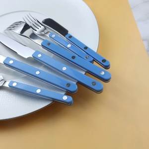 Modern European Environmentally Friendly And Sustainable Blue ABS Handle Banquet Wedding 304 Stainless Steel Cutlery Set