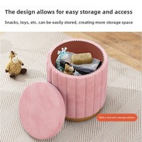 Pouf de rangement rond moderne et minimaliste, style luxe léger, tabouret de canapé, tabouret de coiffeuse, petite chaise de maquillage en tissu multifonctionnel