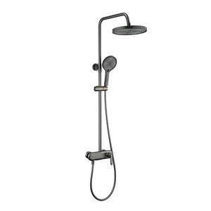 Ensemble <span class=keywords><strong>de</strong></span> <span class=keywords><strong>douche</strong></span> moderne <span class=keywords><strong>en</strong></span> laiton robuste, finition gris foncé brossé, 3 fonctions, avec barre <span class=keywords><strong>de</strong></span> <span class=keywords><strong>douche</strong></span> réglable - Product Image 1