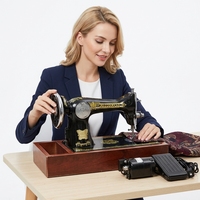 Machine à coudre domestique avec coffret en bois et moteur