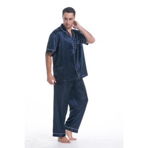 Pigiama di Lusso in Raso per <span class=keywords><strong>Uomo</strong></span>, Set Due Pezzi Termico e Traspirante, Abbigliamento da Casa Estivo per Adulti, Completo da Notte in Seta - Product Image 5
