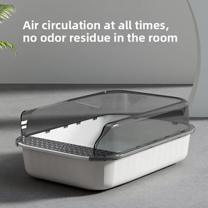 Bac à litière extra-large pour chat avec design anti-éclaboussures, bac semi-fermé, fonction de nettoyage facile, fourchette à litière en gros - Product Image 6