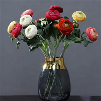 Bunga Ranunculus Sutra Buatan Tangan Grosir 2 Kuntum Warna Pink untuk Dekorasi Rumah, Pernikahan, Pesta, dan Perayaan