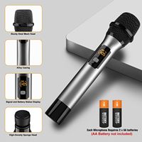 Ensemble de microphones dynamiques sans fil portables avec récepteur UHF rechargeable, suppression du bruit, portée de 60 m, Plug & Play, sans fil, en métal
