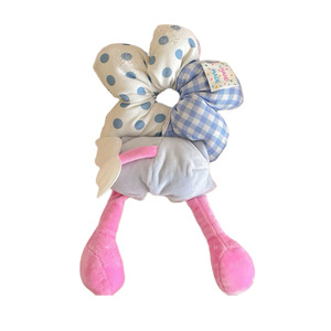 Élastique à cheveux en tissu fait main, motif à pois ondulés et fleurs, en éponge, pour <span class=keywords><strong>femme</strong></span>, style jupe évasée, accessoire de coiffure amusant et mignon - Product Image 5