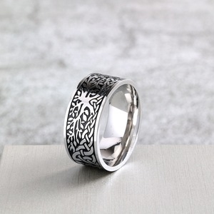 Anillo Retro Europeo Americano de Acero Inoxidable con Diseño de Árbol de la Vida para Hombres y Mujeres, Joyería de Boda 08204 08205 - Product Image 4
