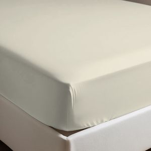 Sábana Ajustable 100% Algodón Beige Tamaño Individual 90x190cm - Product Image 1