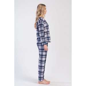 Women's MICROSOFT MARLA Collar Low-Shoulder Long-Sleeve Pajama Set with Oval Pockets and <b>Tight</b> Neck Sleepwear - Product Image 3