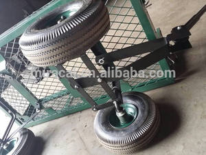 Chariot de jardin pliable à 4 roues, chariot en acier robuste, 400kg - Product Image 4