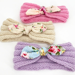 Bando wol telinga kelinci anak-anak, aksesori rambut rajut bayi musim gugur dan musim dingin hangat - Product Image 3