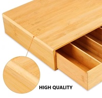 Organizador de Escritorio de Bambú Natural con Cajón, Caja de Almacenamiento para Manualidades, Bandeja para Papel y Suministros de Oficina