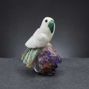 Papillon en malachite/calcaite blanche/chrysocolle/améthyste de haute qualité, technologie suisse, pierre brute brésilienne - Product Image 3