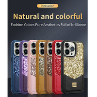 Coque de téléphone en cuir pailleté de marque à la mode pour iPhone 11 12 13 14 Pro Max Mini Xs Xr SE 7 8 Plus coque de Protection Anti-chute