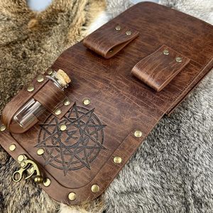 Bolsa de Cintura de Piel Sintética Estilo Brujería <span class=keywords><strong>Medieval</strong></span>, Bolsa de Alquimia con Frasco para Pociones, Accesorio de Cosplay LARP para Niños Unisex - Product Image 4