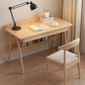 Weihang Nordic Solid Wood <b>Desk</b> With Bookshelf <b>Study</b> <b>Desk</b> For Home Office Computer <b>Desk</b> XS001 - Product Image 2
