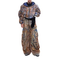 Finch Vêtement Personnalisé Dommages Détresse Boue Lavage Moto Denim Veste et Denim Pantalon 2 Pièces Jean Spray Enduit Crop Veste Ensemble Hommes