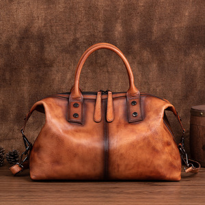 Ando Bag Vintage Genuine Cowhide Leather Satchel <b>Handbag</b> for Women Large Top <b>Handle</b> Shoulder Crossbody Bag - Product Image 1