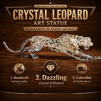 Sculpture de guépard en acrylique transparent avec feuille d'or de luxe intégrée, statue de léopard en mouvement, décoration de bureau et de maison, collection d'art