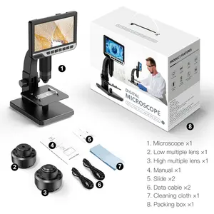 Microscope vidéo numérique ALEEZI 315 hot 7 display 12MP 2000X 7 pouces IPS avec double caméra