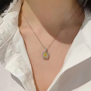 จี้เพชรทรง Asscher สีเหลืองแบบใหม่ สร้อยคอทองคำ 18k จี้เพชรทองคำ 14k - Product Image 1
