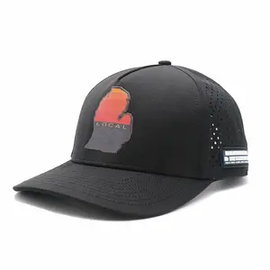 Wholesale Laser Cut Drilled Hole Waterproof Cap Hat Fashion Custom 5 Panel Rubber PVC Logo Baseball Cap