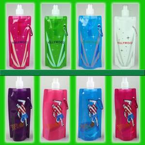 Sac à eau souple pliable de 500 ml, couleur unie, autoportant, avec bec verseur, imprimable et portable - Product Image 5