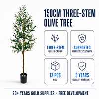 Grand olivier artificiel en pot, plante à feuillage abondant, pour décoration intérieure commerciale, hall de bureau, événements et mariages