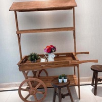 Étagère à Fleurs Rustique en Bois Style Campagne Américaine, Chariot de Présentation pour Succulentes, Présentoir de Vitrine pour Fleuriste