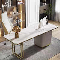 Bureau d'ordinateur de luxe en acier inoxydable doré pour le bureau à domicile, ensemble de meubles