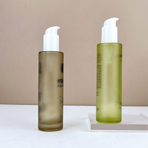 Luxury Custom Logo Glass Packaging 150ml 5oz <b>Empty</b> Round Frosted Glass Lotion Bottle With Pump Body Oil for Haircare Products - Product Image 3