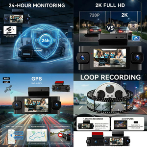 กล้องติดรถยนต์ Podofo ขนาด 3 นิ้ว ความละเอียด 2K พร้อมกล้องบันทึกภาพ 4 ตัว ระบบ G-Sensor/GPS/WiFi/ระบบตรวจจับการจอดรถ/ระบบป้องกัน 360 องศา กล้องหน้าความละเอียด 2K + กล้อง 3 ตัว ความละเอียด 1080P - Product Image 4