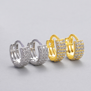 NUOVI <span class=keywords><strong>Orecchini</strong></span> Minimalisti alla Moda in <span class=keywords><strong>Argento</strong></span> Sterling 925 con Diamanti, <span class=keywords><strong>Orecchini</strong></span> <span class=keywords><strong>a</strong></span> <span class=keywords><strong>Cerchio</strong></span> Placcati Oro con <span class=keywords><strong>Piccoli</strong></span> Zirconi per Donne - Product Image 3