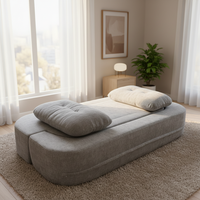 Ensemble de canapés modulaires inclinables modernes en mousse haute densité, convertible, pour appartement, hôtel, chambre, avec structure métallique et revêtement en tissu, mobilier de salon