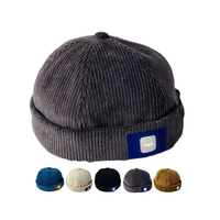 Chapeau Vintage en velours côtelé ajustable avec logo personnalisé Fashion Blank Prix le plus bas Skullcaps Roulé Manchette Brimless Docker Hat
